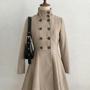 Vintage High Neck Wool Military Peacoat Office Siren Grunge